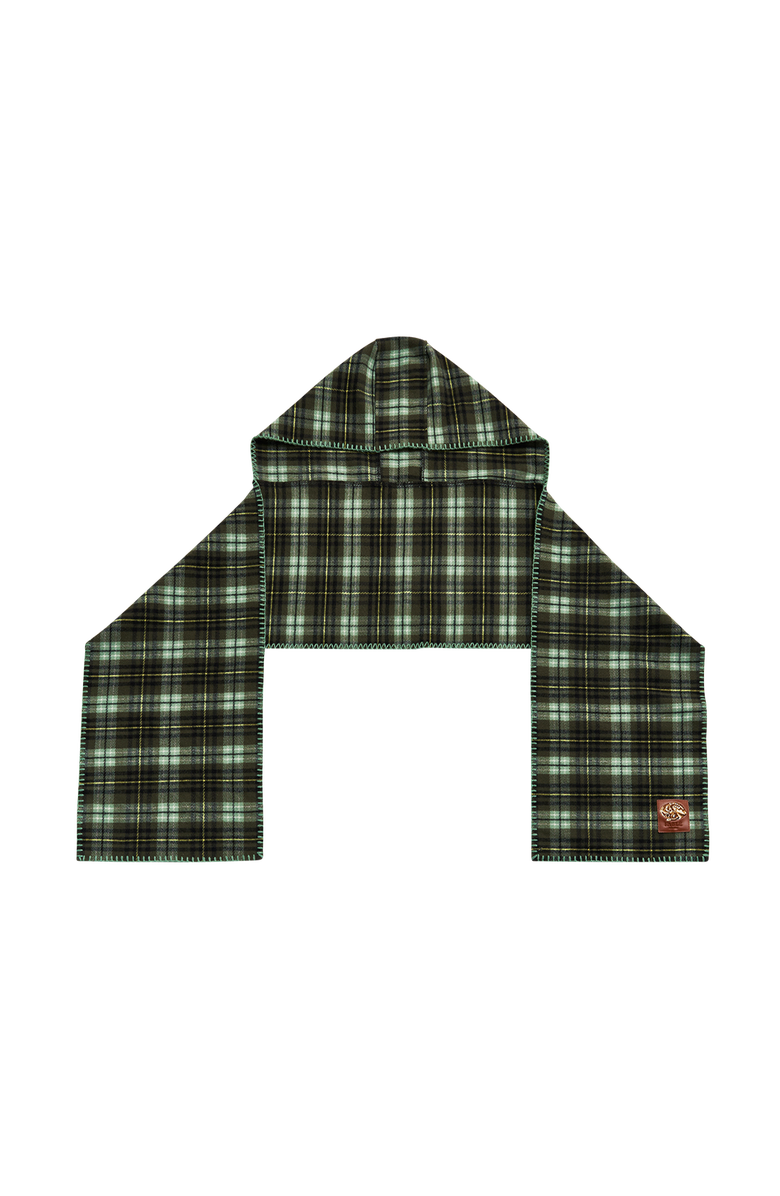 Fable England Green Check Hooded Scarf, Main, color, Emerald Green