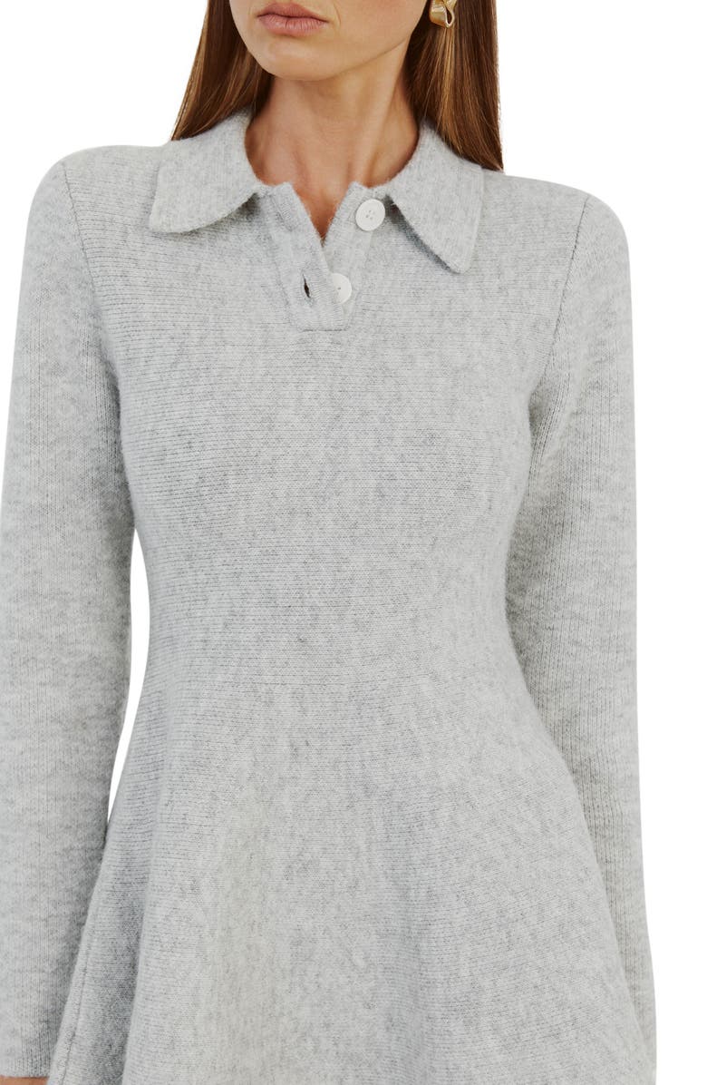 Bardot Lexter Long Sleeve Fit & Flare Polo Sweater Minidress, Alternate, color,