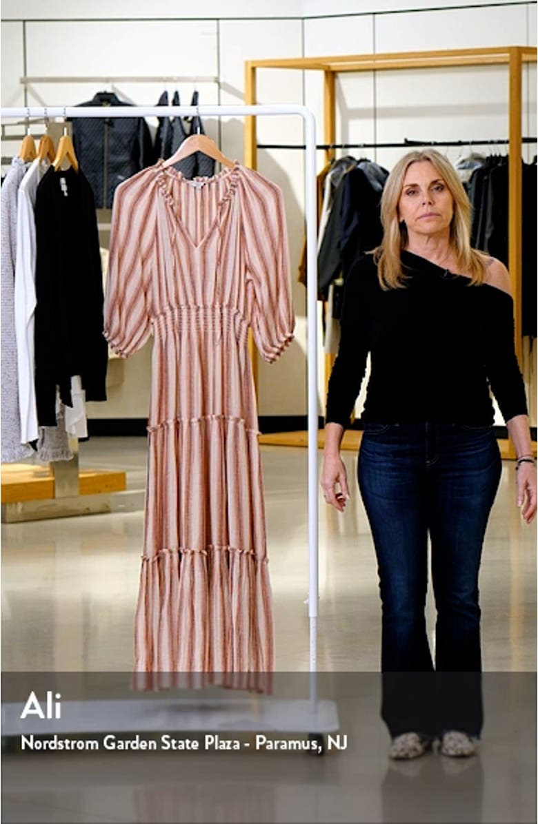Caterine Stripe Tiered Cotton Blend Maxi Dress, sales video thumbnail