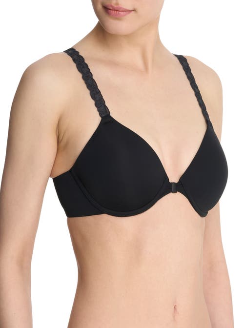 Natori Pure Luxe Covertible Front Close Underwire Bra In Black
