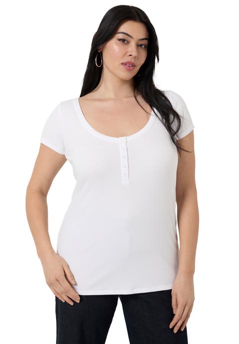 Ribbed Henley Top (Plus)