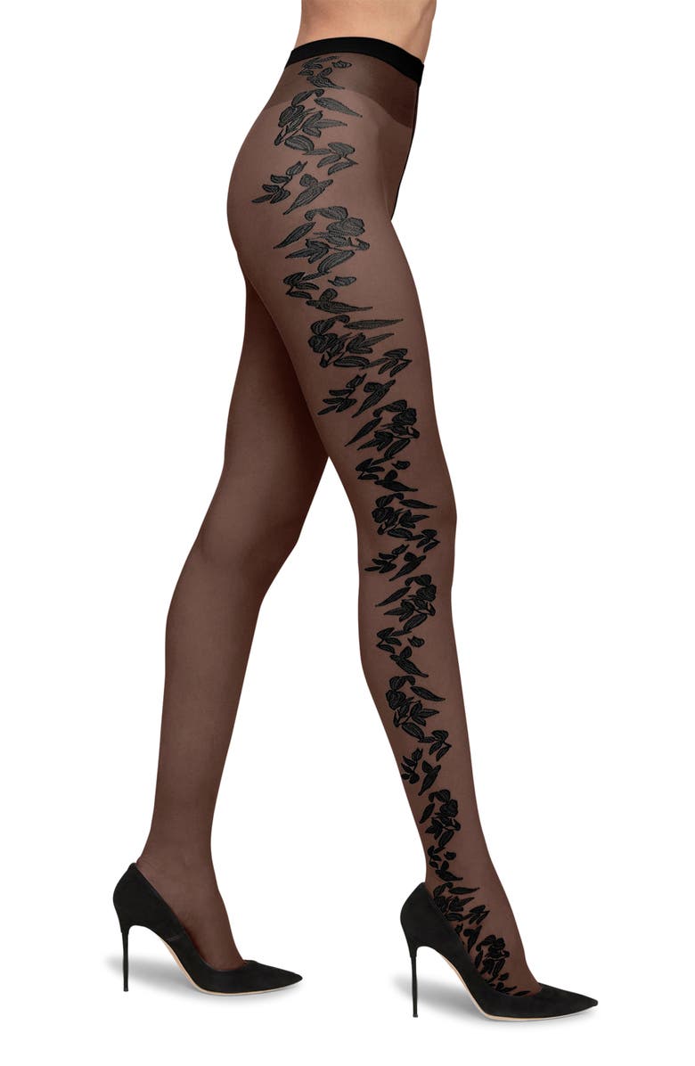 Wolford Floral Tights, Main, color, 