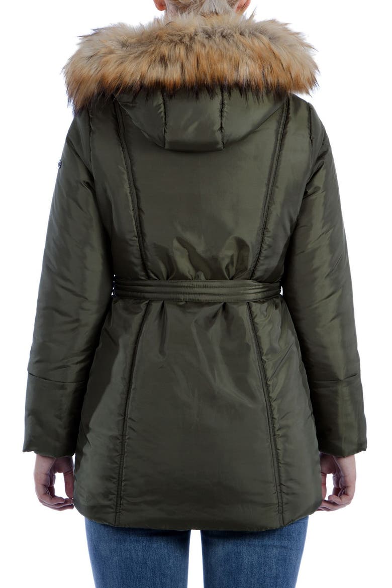 Convertible Maternity Puffer Jacket with Faux Fur Trim, Alternate, color, KHAKI GREEN