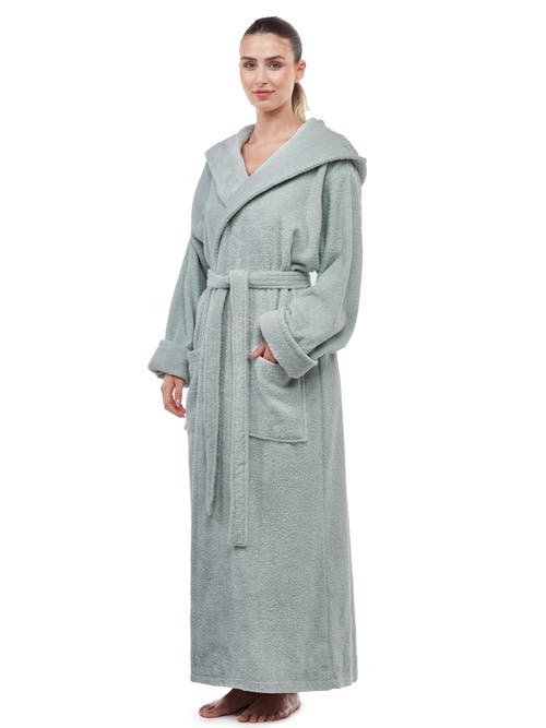 Arus Womens Gots Certified Oganic Cotton Long Hooded Robe In Blue