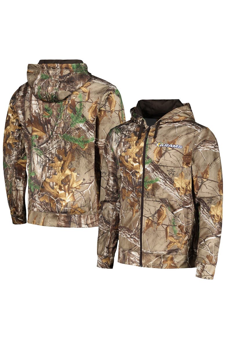 Men's Dunbrooke Realtree Camo/Black Los Angeles Rams Hunter Softshell Full-Zip Jacket, Main, color, Realtree Camo