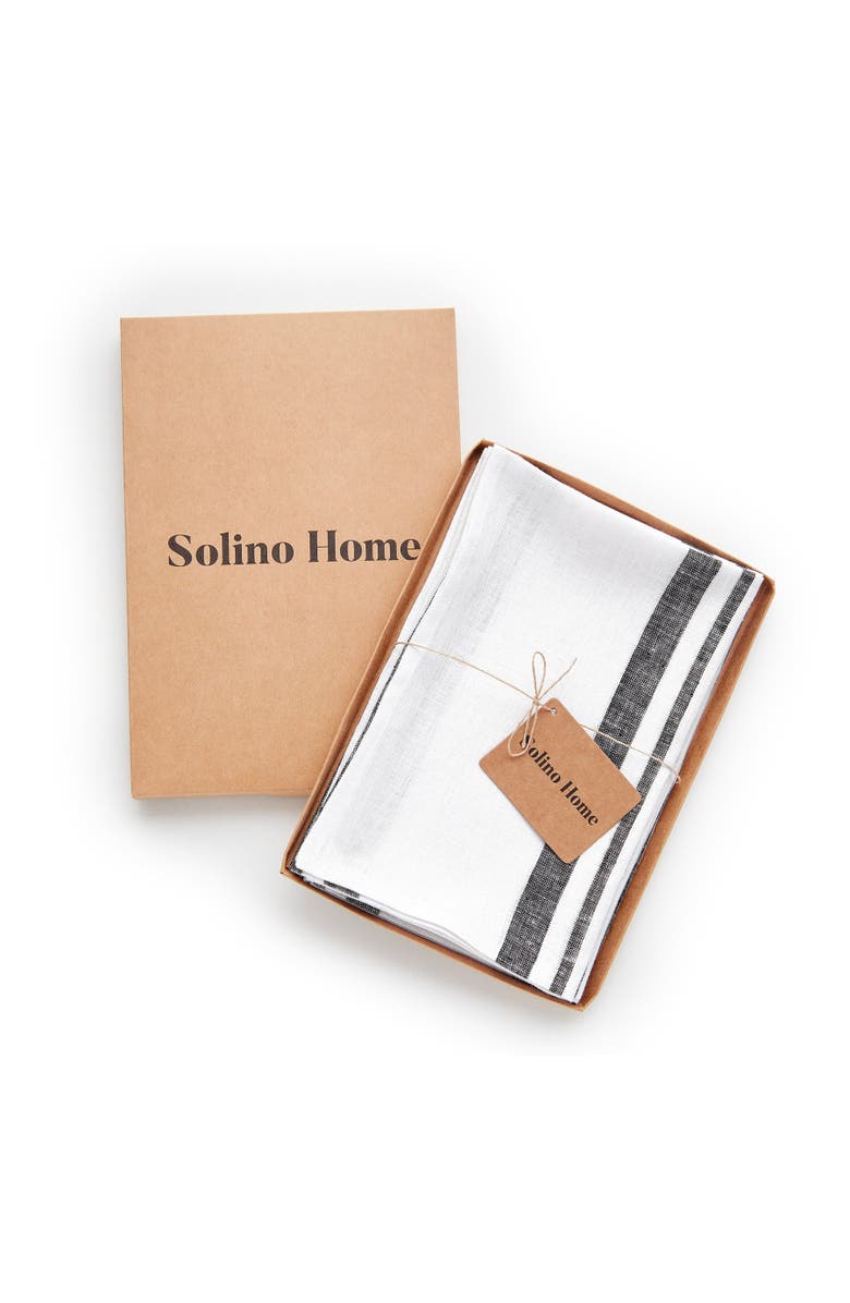 Solino Home Linen Dinner Napkins - French Stripe, 20" x 20", Alternate, color, Black And White