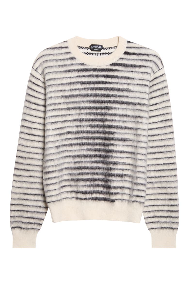Brushed Striped Mohair Sweater, Main, color, WHITE/ BLACK