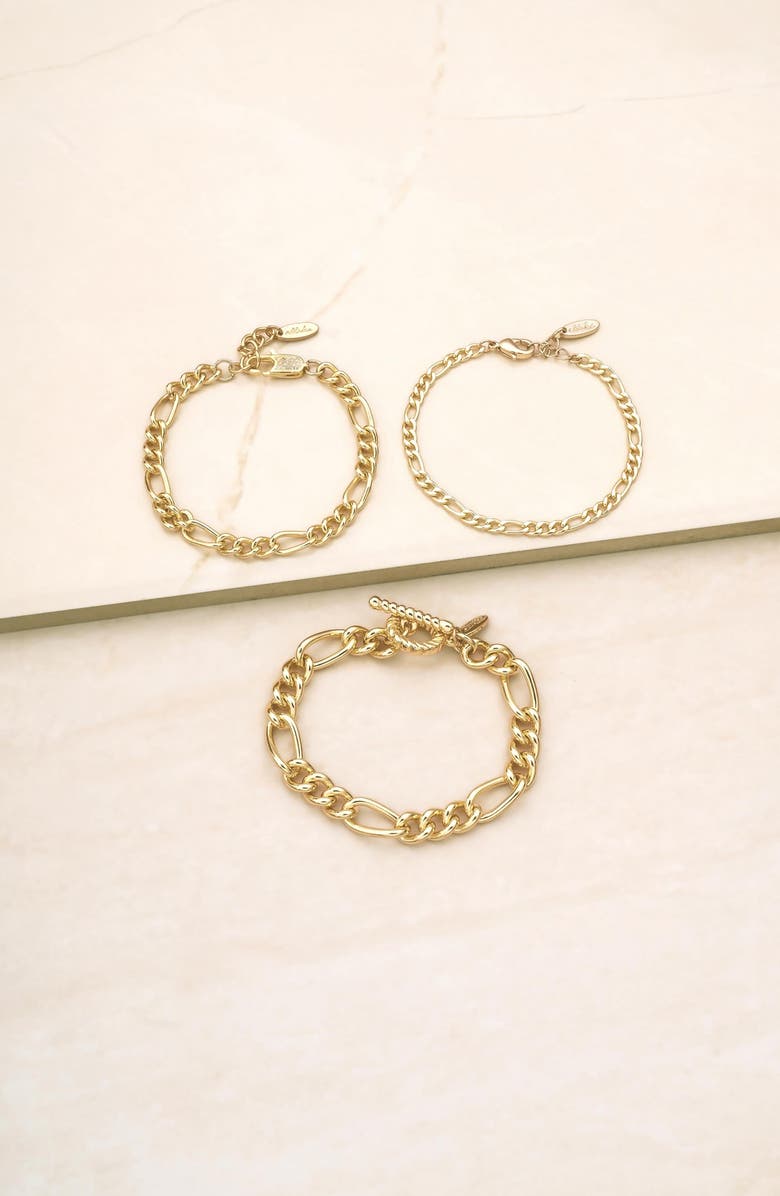 Ettika Set of 3 Chain Link Bracelets, Alternate, color, 