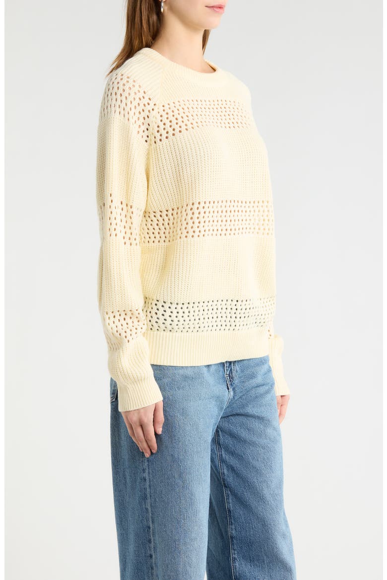Tova Pointelle Stripe Sweater, Alternate, color, CREAM