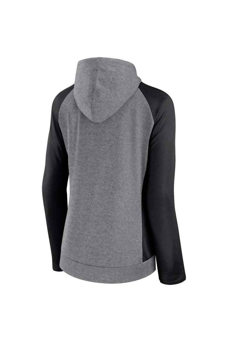 Women's Fanatics Branded  Heather Gray/College Black New Orleans Saints Blind Side Lightweight Full-Zip Hoodie, Alternate, color, Heather Gray