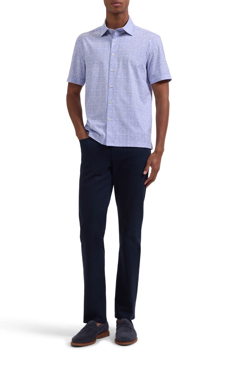 Bugatchi Milo OoohCotton<sup>®</sup> Leaf Print Short Sleeve Button-Up Shirt, Alternate, color, Orchid