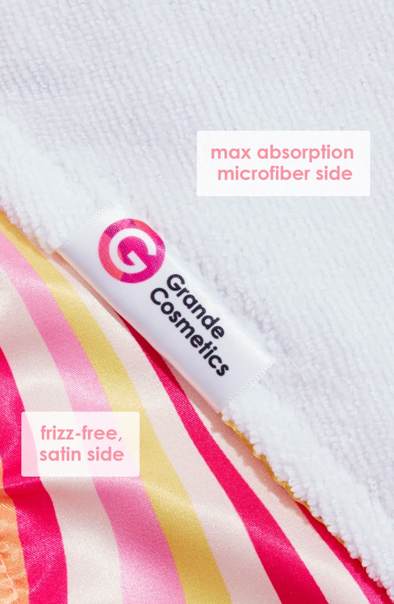 Grande Cosmetics GrandeHAIR Reversible Microfiber & Satin Twist Towel, Alternate, color, Pink