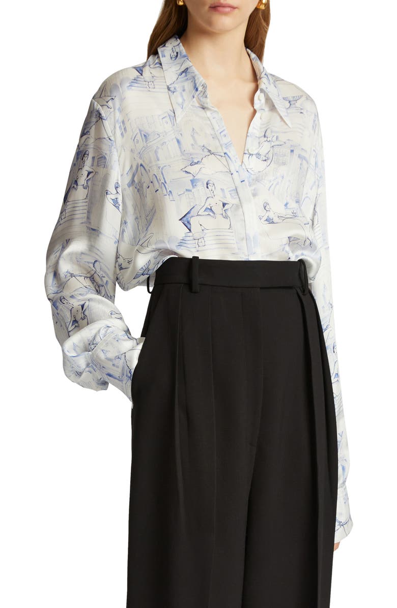 Khaite Minta Print Button-Up Shirt, Alternate, color,