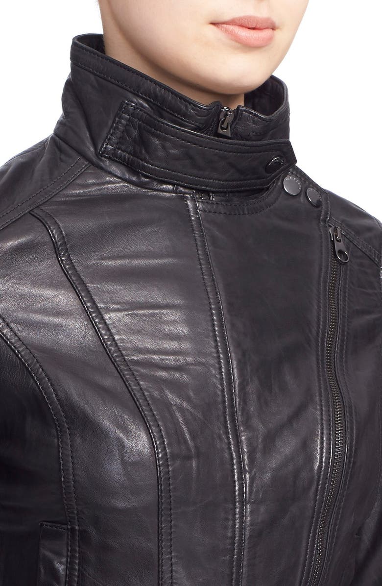 Ted Baker London 'Roark' Stand Collar Leather Jacket, Alternate, color, 