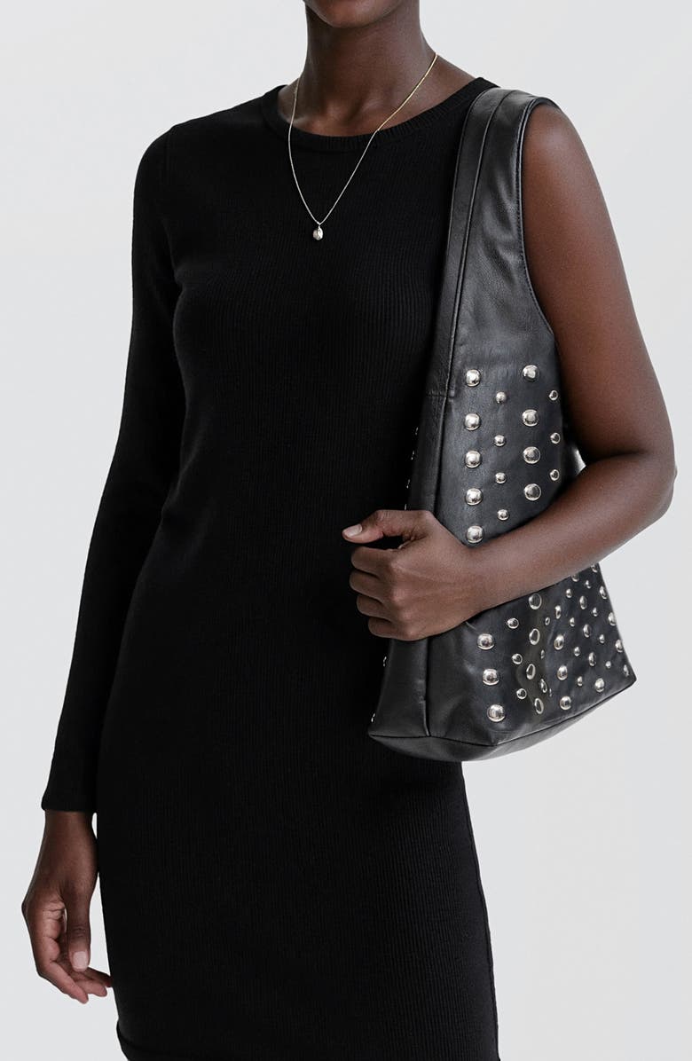 MANGO TEEN Single Sleeve Ribbed Minidress, Alternate, color, Black