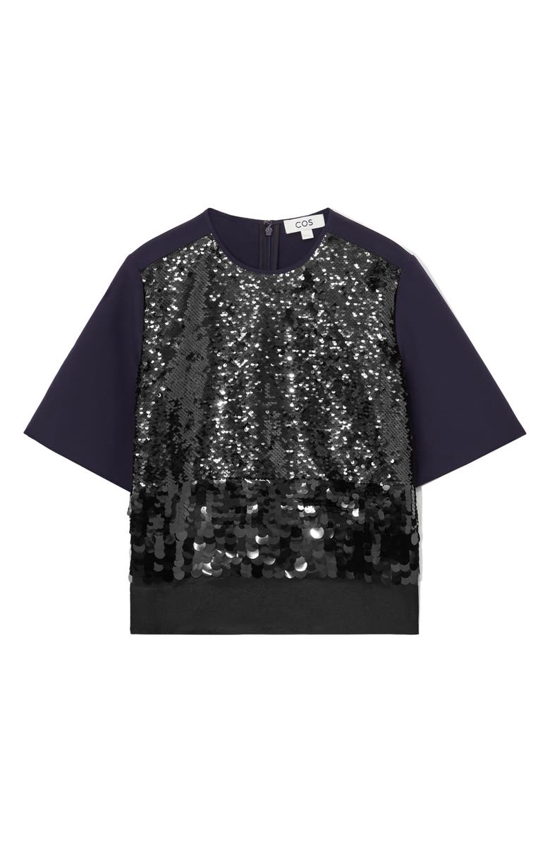 COS Sequin Recycled Polyester T-Shirt, Alternate, color, 