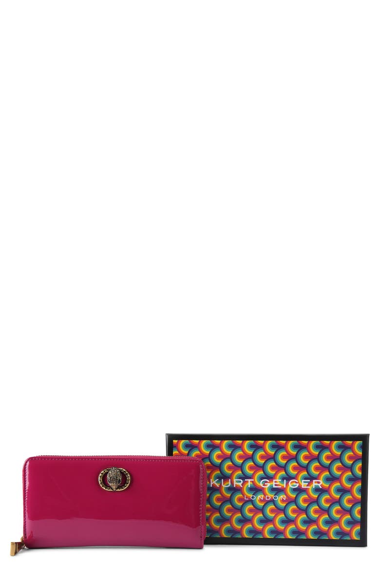 Kurt Geiger London Chelsea Zip Around Leather Wallet, Main, color, Bright Pink