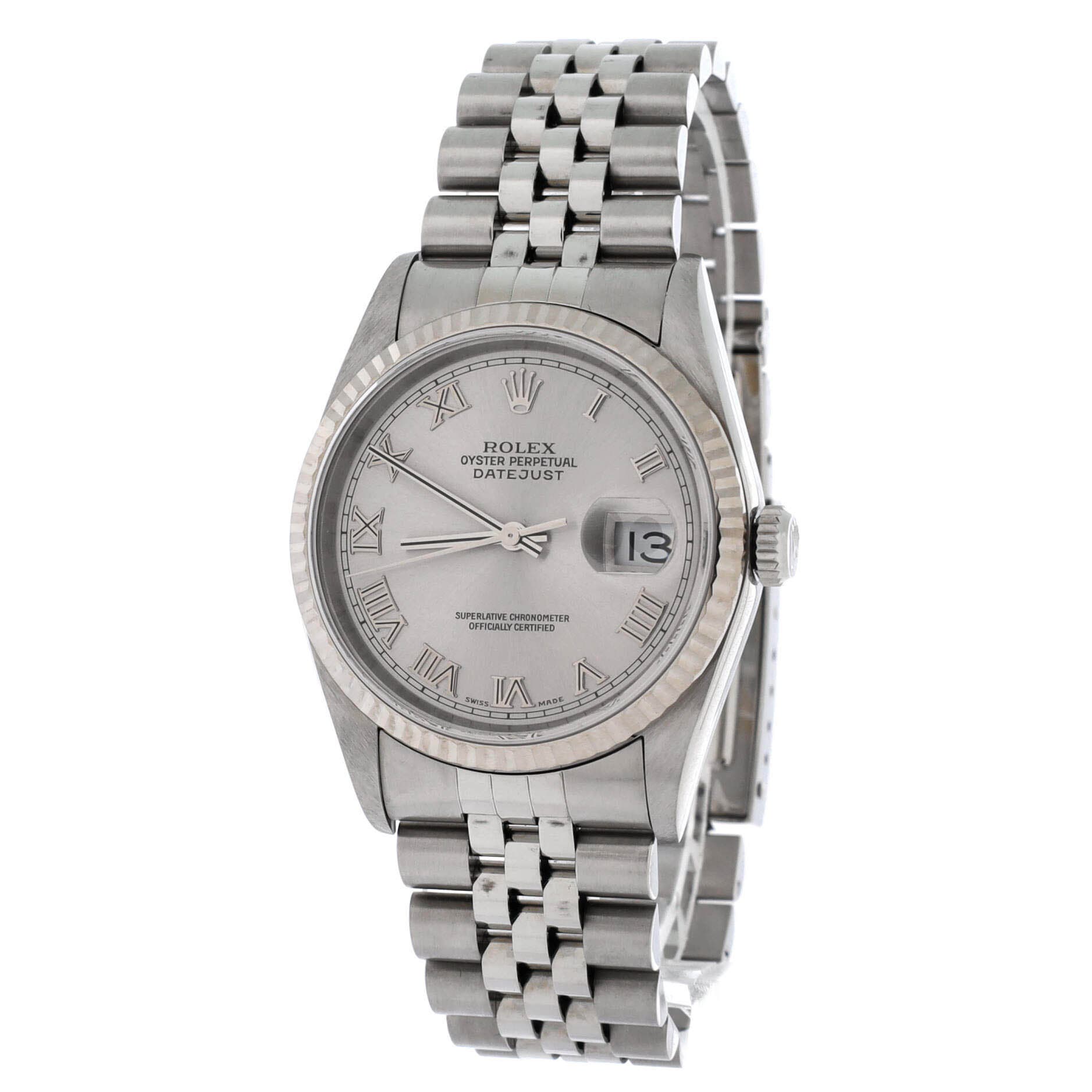 Oyster Perpetual Datejust Automatic Watch Stainless Steel and White Gold 36, Alternate, color, Metallic Silver