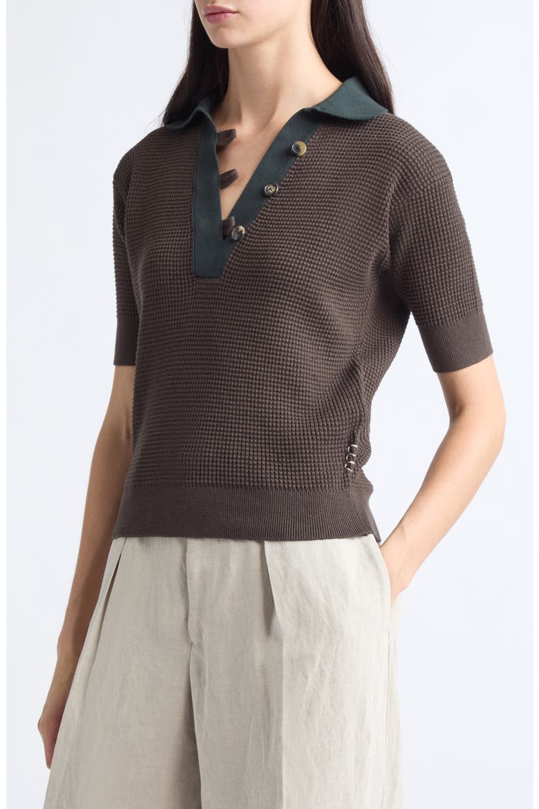 Cotton & Cashmere Blend Polo Sweater, Alternate, color, MILITARY GREEN