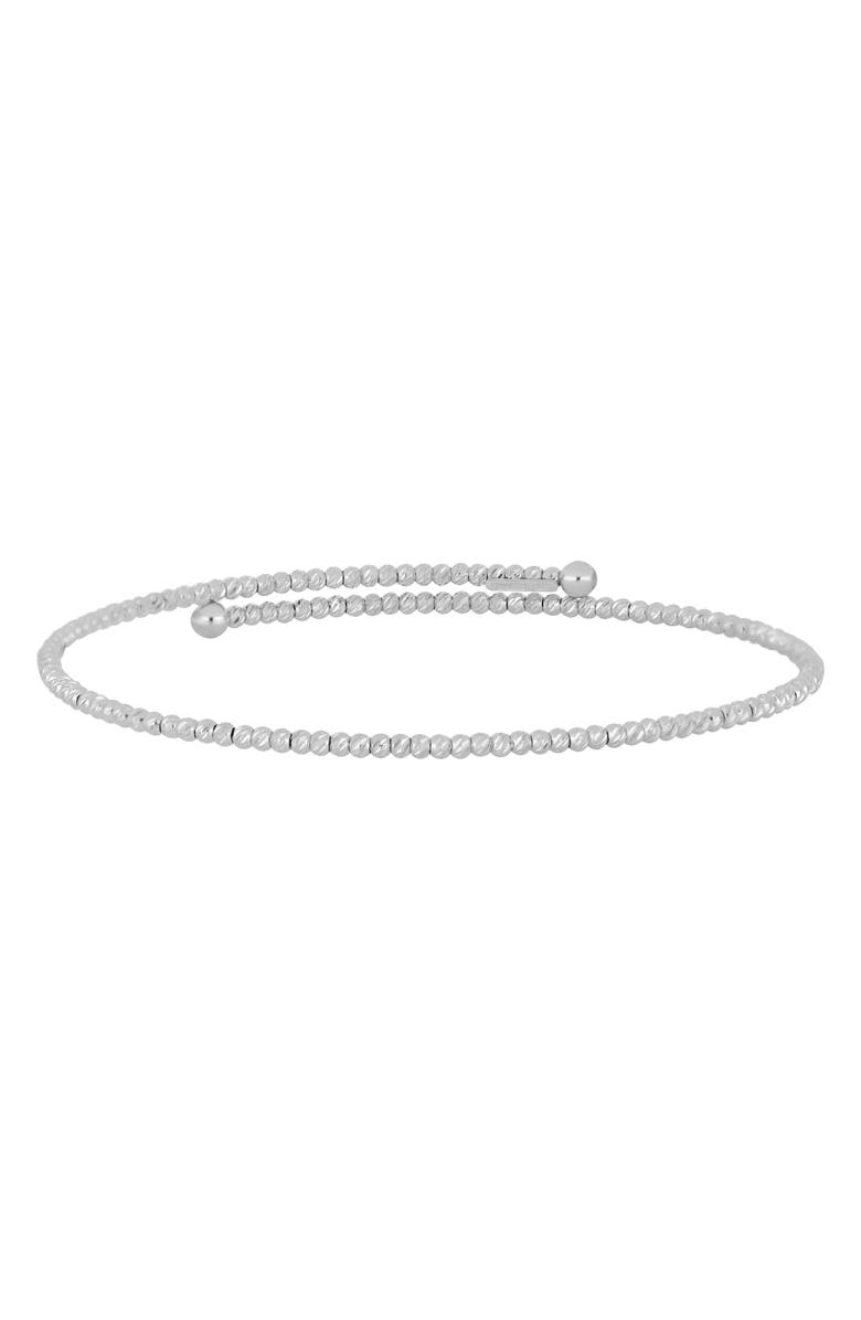 Bony Levy 14K Gold Beaded Bypass Wrap Bangle, Main, color, 14K White Gold