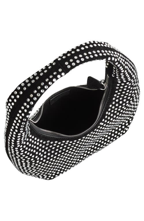 Madewell The Medium Crystal Embellished Oiled Suede Top Handle Bag In True Black Multi