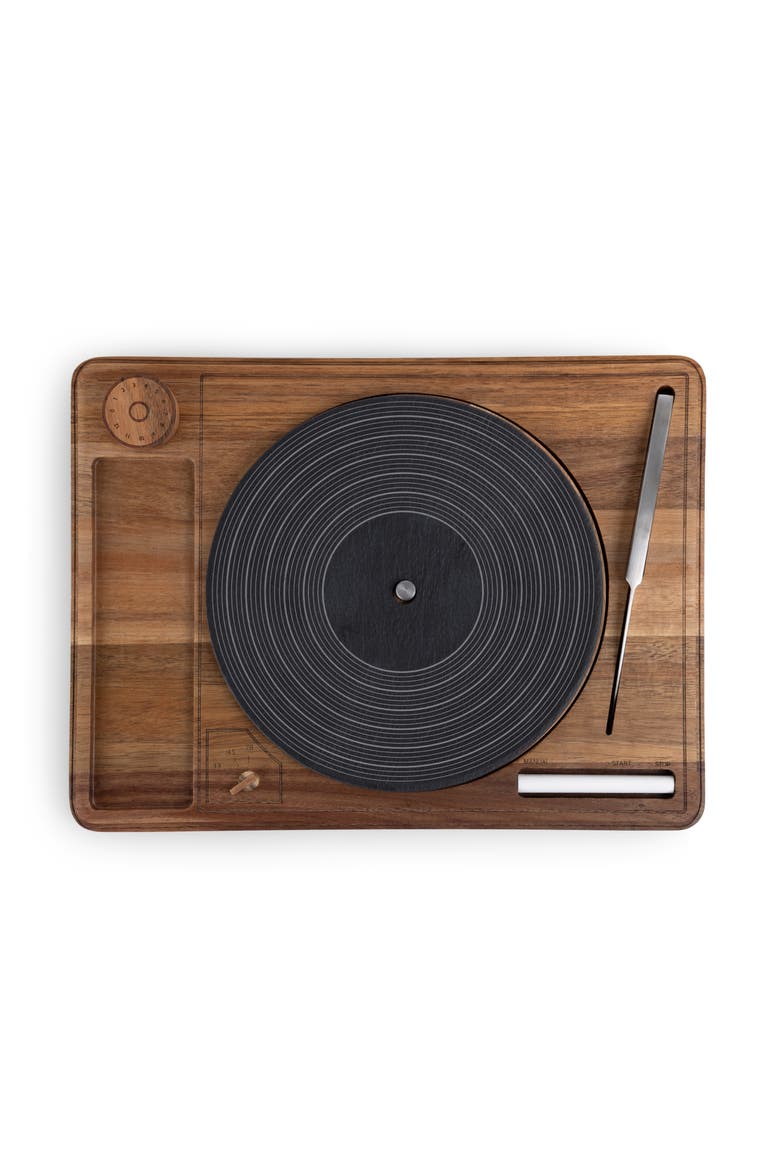 Turntable Acacia and Slate Cheese Board with Knife, Alternate, color, Acacia Wood
