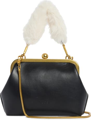 Faux Fur Tote Bag with Pouch