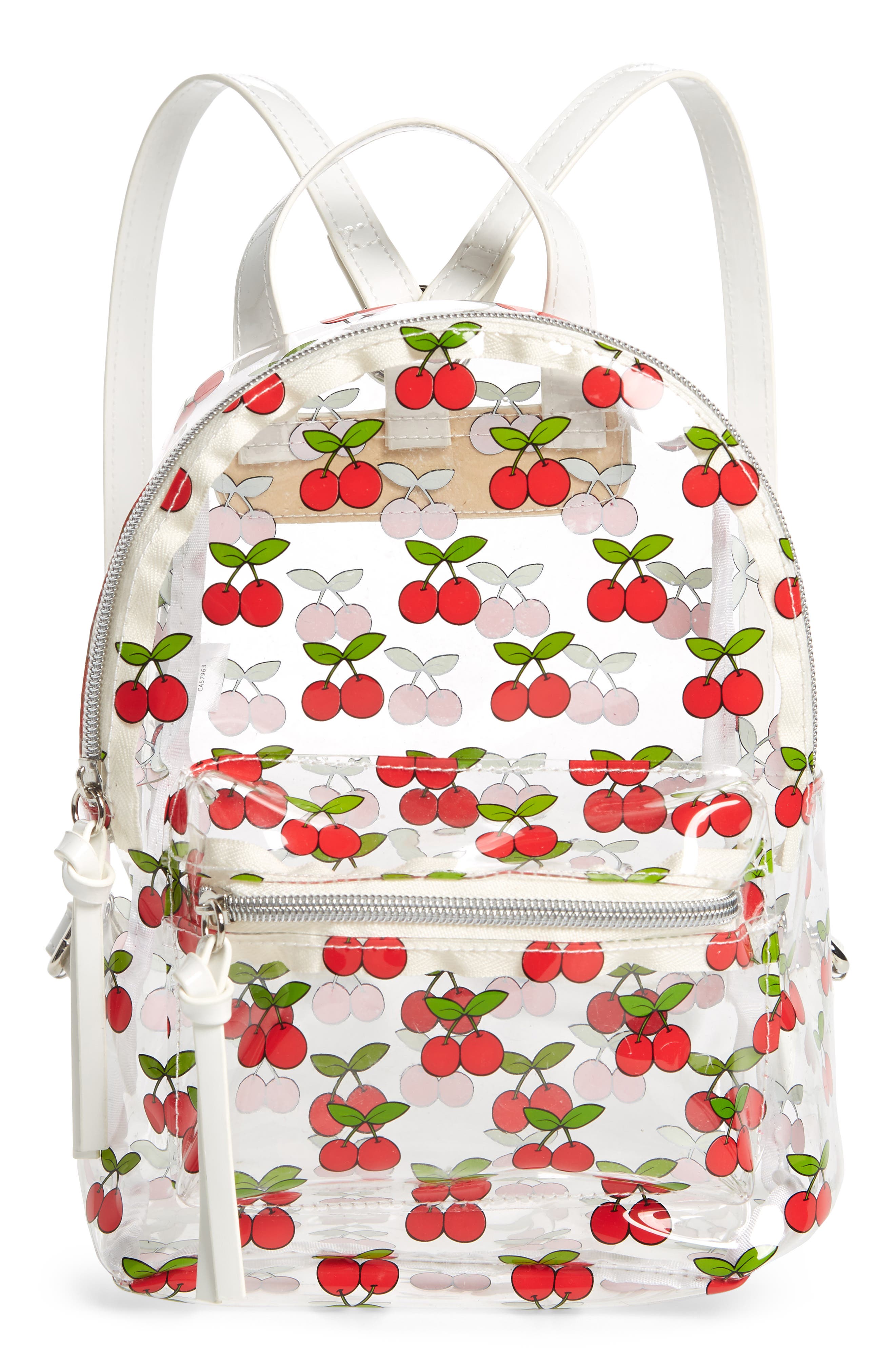BP. Transparent Cherry Print Mini Convertible Backpack, Main, color, 