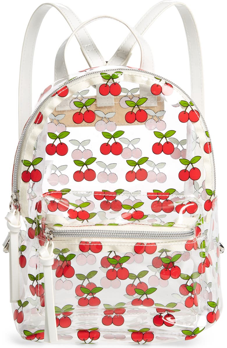 BP. Transparent Cherry Print Mini Convertible Backpack, Main, color,