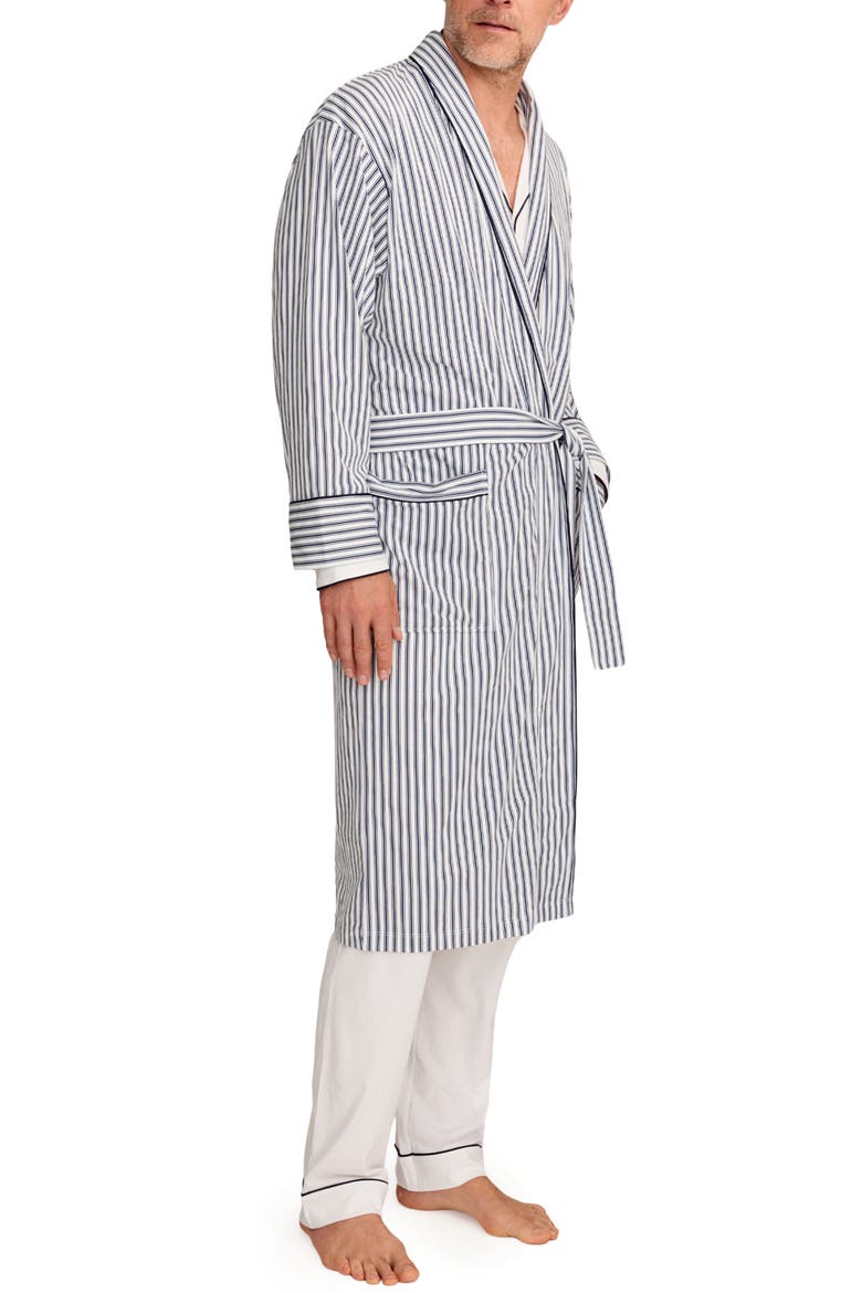 French Ticking Pima Robe, Alternate, color, NAVY