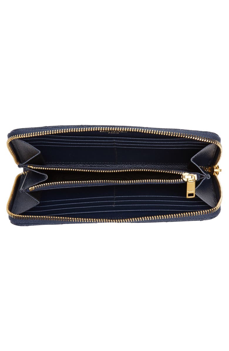 Saint Laurent Monogram Quilted Leather Wallet, Alternate, color, Navy