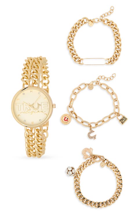 Double Link Crystal Bracelet Watch, 32.1mm & Assorted Bracelets Set