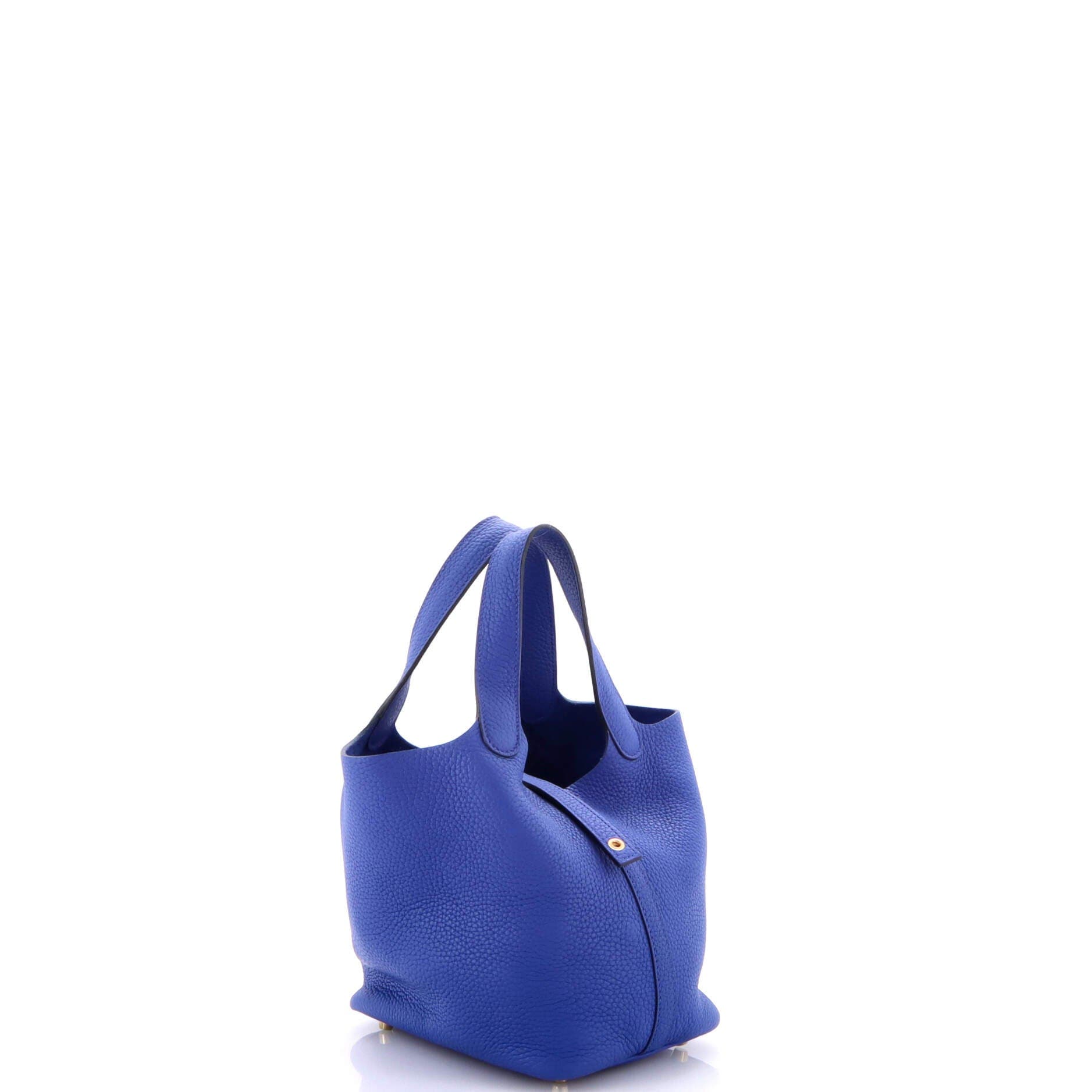 Pre-Owned Hermes Picotin Lock Bag Clemence PM, Alternate, color, Bleu Royal