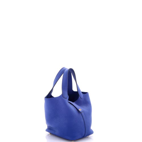 Pre-owned Hermes Hermes Picotin Lock Bag Clemence Pm In Blue
