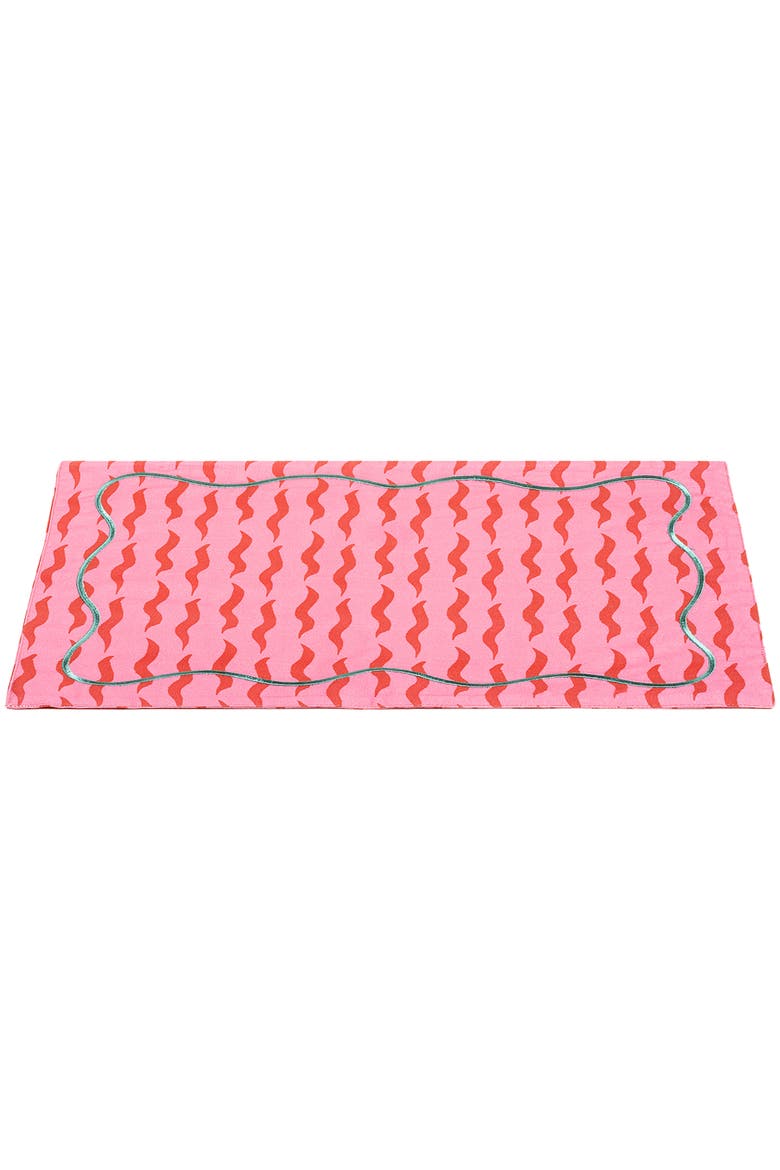 Nilufer Digital Printed Embroidered 100% Cotton Placemat 14X20 In, Alternate, color, Pink