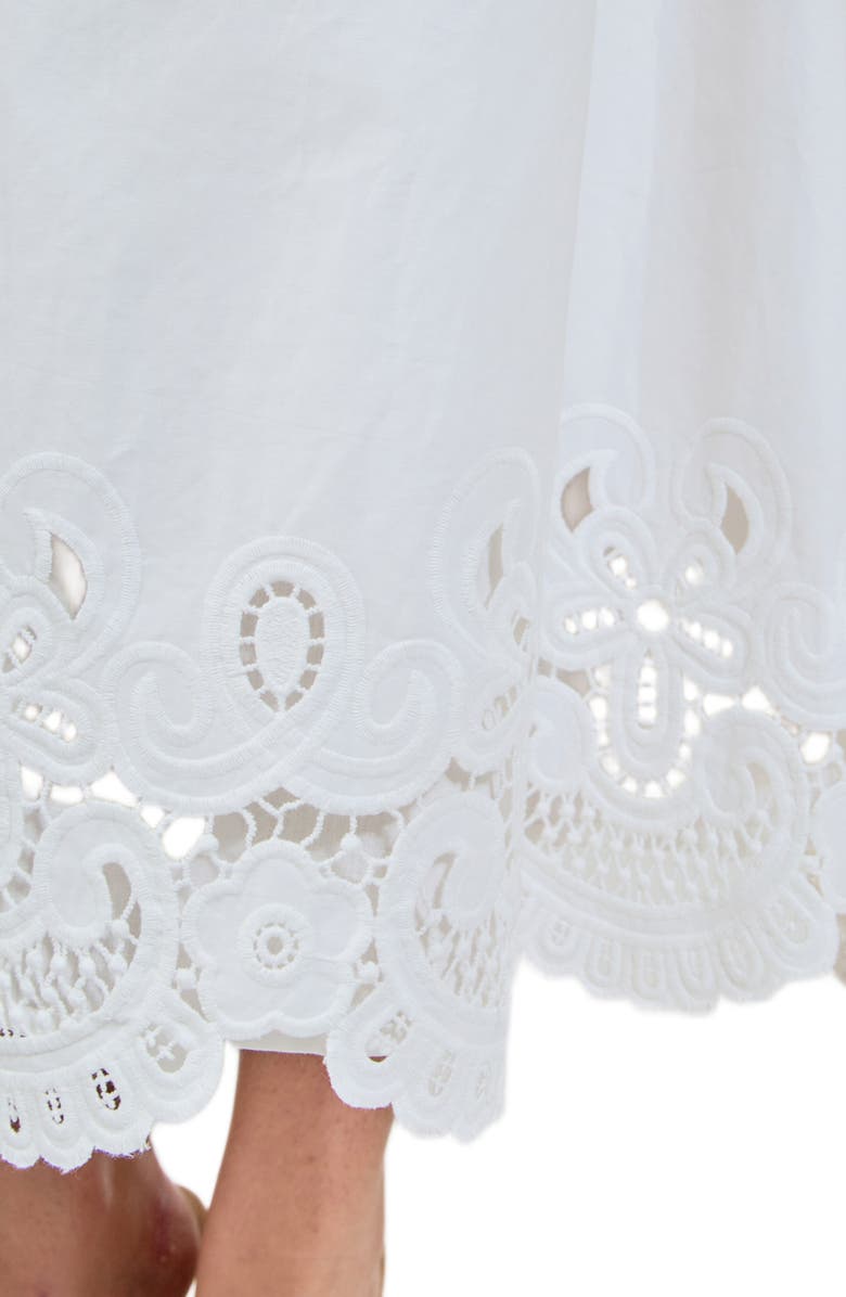 Endless Rose Embroidered Hem Cotton Skirt, Alternate, color, White