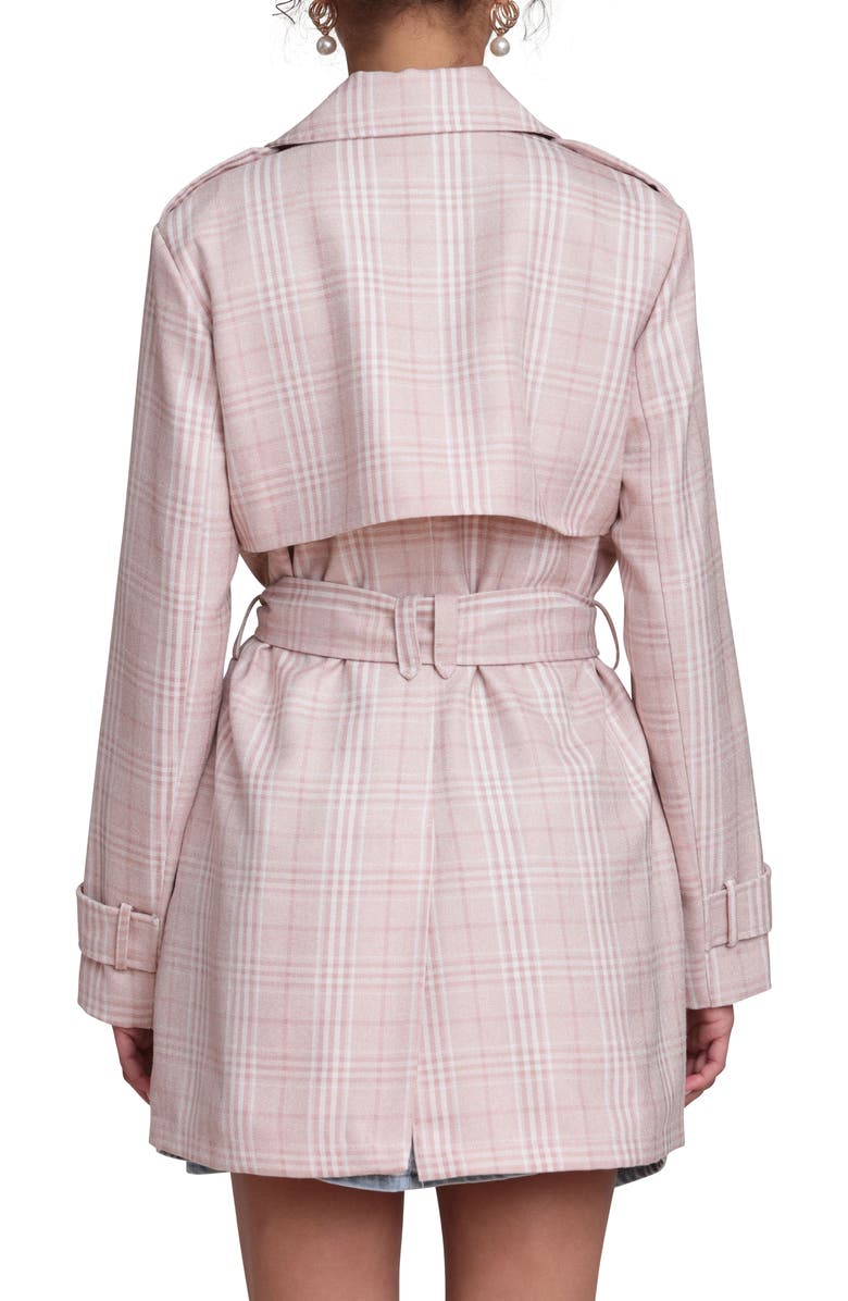 Avec Les Filles Plaid Double Breasted Trench Coat, Alternate, color, Blush Plaid