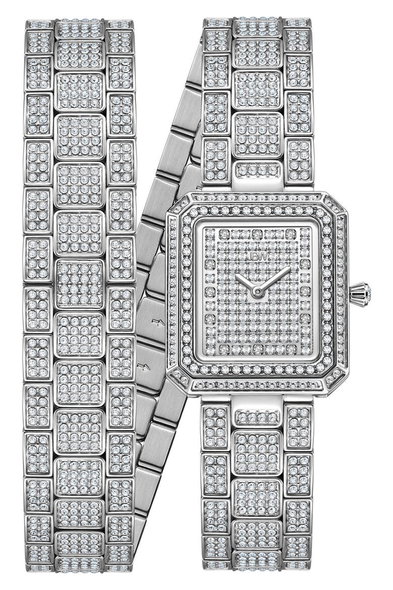 Arc Diamond Wrap Bracelet Watch, 23mm, Main, color, SILVER