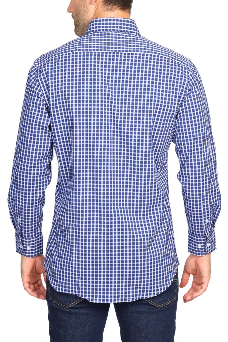 Regular Fit Windowpane Stretch Cotton Button-Down Shirt, Alternate, color, NAVY