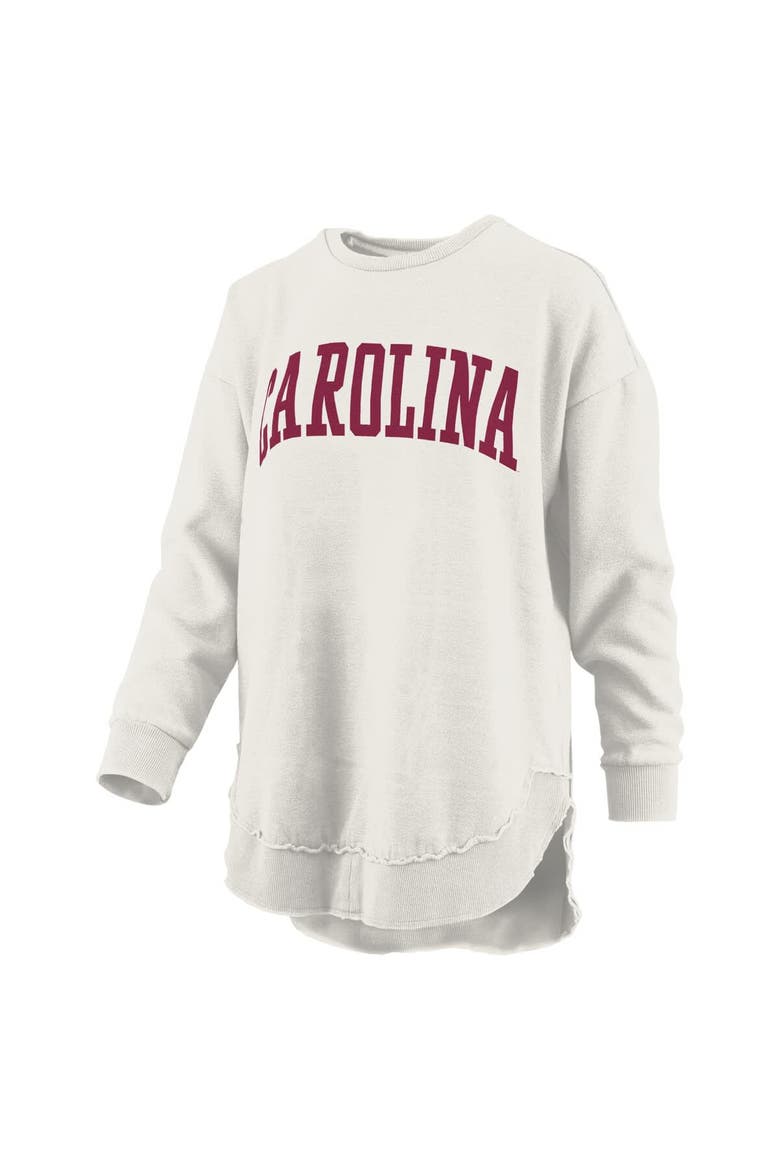 Women's Pressbox  Oatmeal South Carolina Gamecocks Melange Poncho Vintage Fleece Long Sleeve Pullover Sweatshirt, Alternate, color, Oatmeal