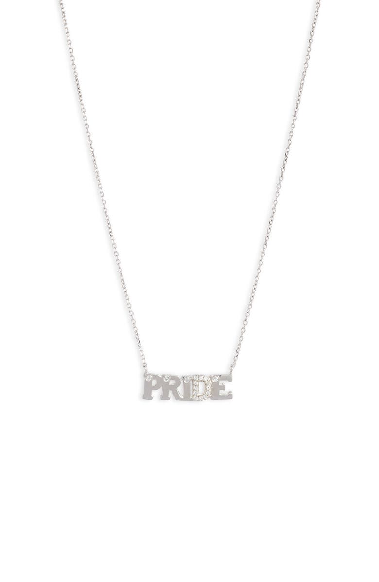 Anzie Typewriter Pride Pendant Necklace, Main, color, Silver/ Sapphire
