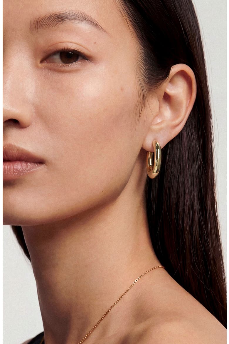 Adia Oval Tube Hoop Earrings, Alternate, color, GOLD