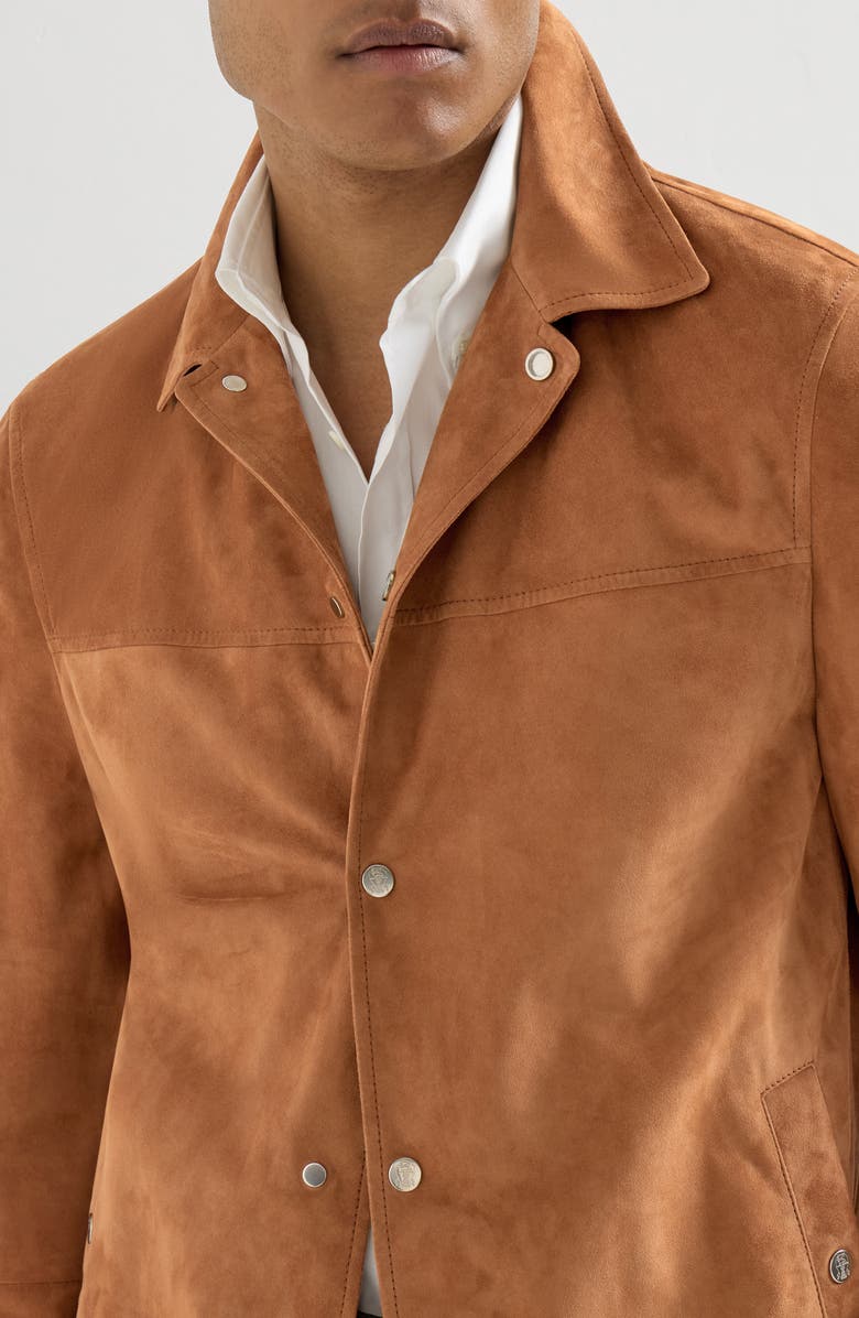 Brunello Cucinelli Suede outerwear jacket, Alternate, color, Cognac
