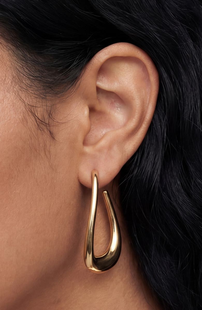 Ettika Abstract Oblong Hoop Earrings, Alternate, color, Gold