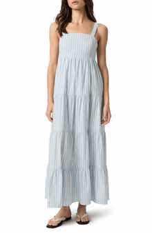 PAIGE Ginseng Stripe Tiered Cotton Maxi Sundress
