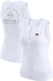 WEAR by Erin Andrews Women's WEAR by Erin Andrews White New York Knicks Rib-Knit Henley Tank Top