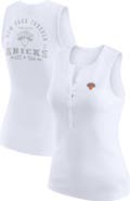 WEAR by Erin Andrews Women's WEAR by Erin Andrews White New York Knicks Rib-Knit Henley Tank Top
