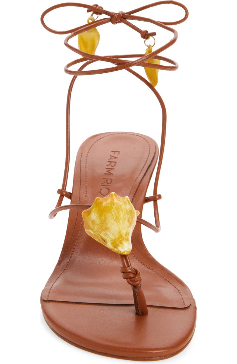 FARM Rio Shell Macrame Kitten Heel Sandal, Alternate, color, Cuoio