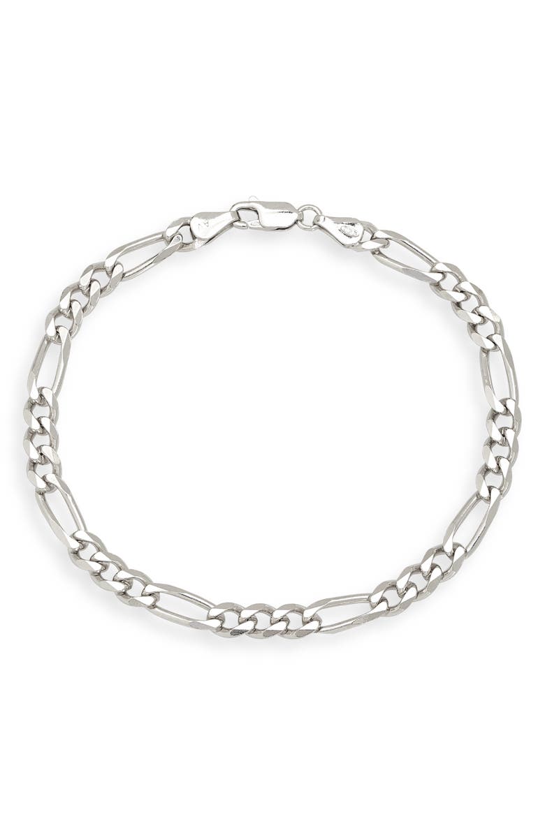 Argento Vivo Sterling Silver Men's Figaro Chain Bracelet, Main, color, 