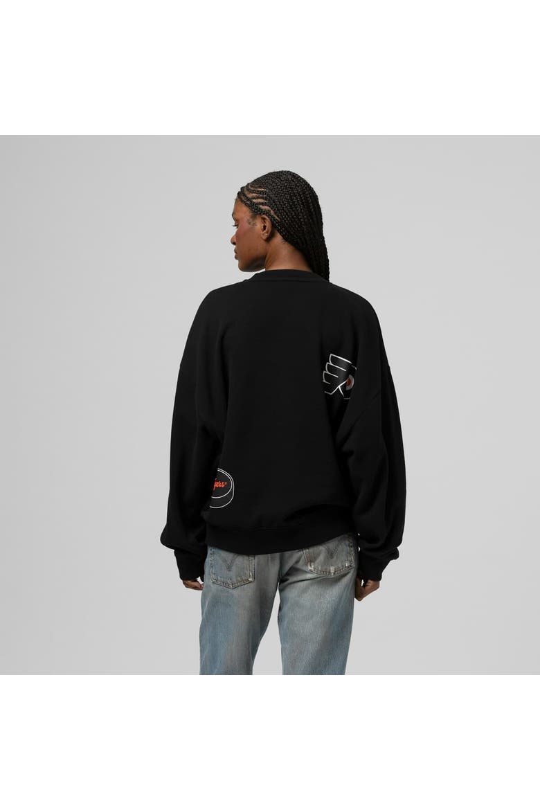 Women's Mitchell & Ness Black Philadelphia Flyers Vintage Crewneck Sweatshirt, Alternate, color, Black